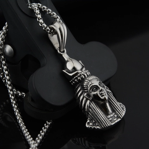 Vintage Edelstahl Altägyptische Göttin Pharao Anhänger Halskette Hip-Hop-Stil Gebürsteter Schmuck Für Unisex
