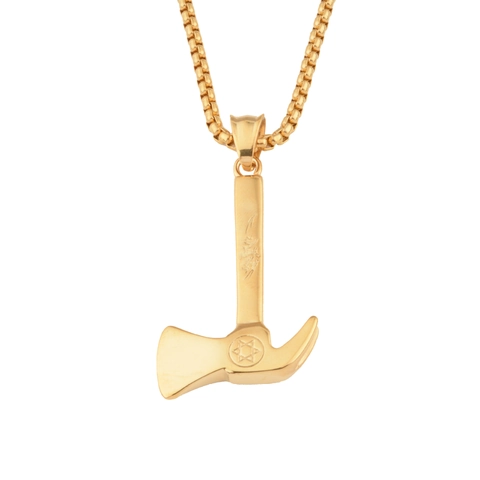 Collar con Colgante de Hacha Martillo de Acero Inoxidable Hip Hop Hexagrama Estrella de David Punk Rock Cadena para Hombre Mujer Joyería