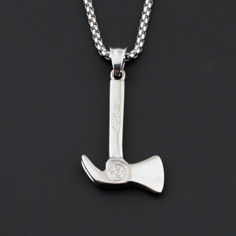 Collar con Colgante de Hacha Martillo de Acero Inoxidable Hip Hop Hexagrama Estrella de David Punk Rock Cadena para Hombre Mujer Joyería