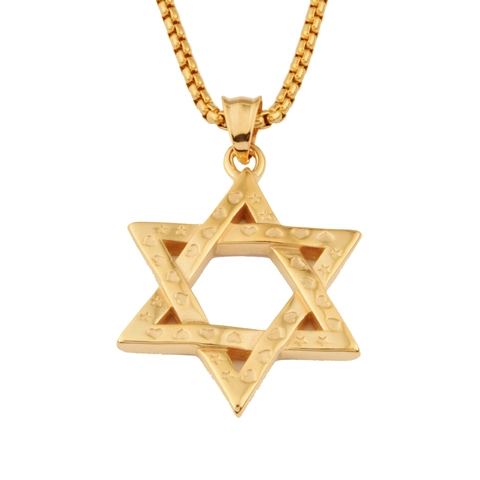 Collar Con Colgante Estrella De David De Acero Inoxidable Hip Hop Con Grabado De Corazón Cadena De Caja Para Hombres Mujeres Estilo Punk