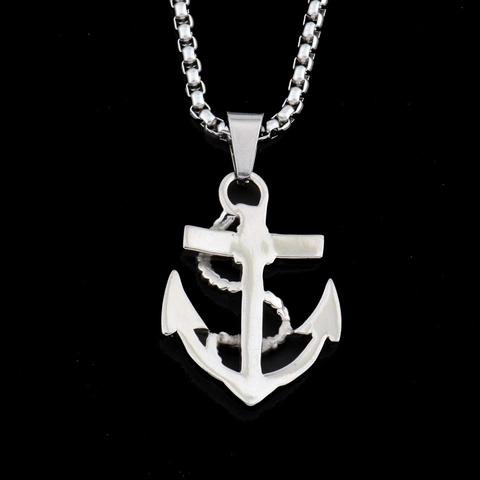 Vintage Hip Hop Anchor Pendant Necklace For Men Women Titanium Steel Nautical Rope Skull Box Chain Trendy Jewelry Gift