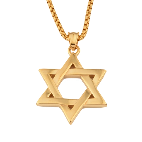 Collar Con Colgante Estrella De David De Acero Inoxidable Hip Hop Con Grabado De Corazón Cadena De Caja Para Hombres Mujeres Estilo Punk