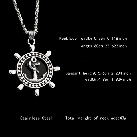 Collana Con Pendente a Forma di Timone e Ancora Nautica in Acciaio Inossidabile Vintage per Uomo Donna Gioielli Hip Hop