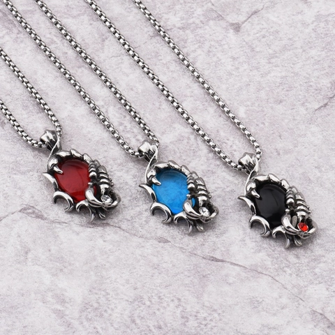 Vintage Schorpioen Hanger Halsketting Titaniumstaal Roestvrij Edelsteen Hip Hop Punk Sieraden Voor Mannen Vrouwen Nachtclub Feest Stijl