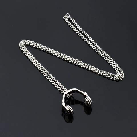 Collana con Ciondolo a Forma di Cuffia Hip Hop in Acciaio al Titanio Stile Punk Argento per Uomo Donna Gioielli Regalo