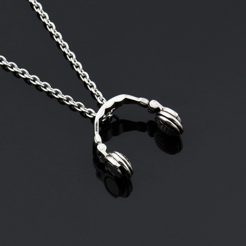 Collana con Ciondolo a Forma di Cuffia Hip Hop in Acciaio al Titanio Stile Punk Argento per Uomo Donna Gioielli Regalo