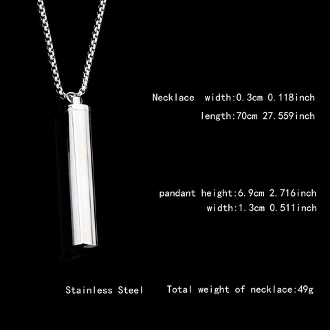 Hip-hop Gepersonaliseerde Openbare Cilindrische Fles Hanger Halsketting Voor Heren Dames Titanium Staal Gepolijst Spiegel Box Ketting Sieraden