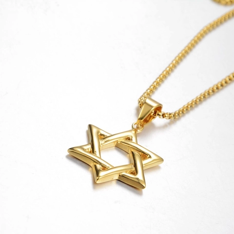 Hip Hop Stainless Steel Hexagram Pendant Necklace Gold Plated Star Of David Geometric Jewelry For Men Women Daily Wear