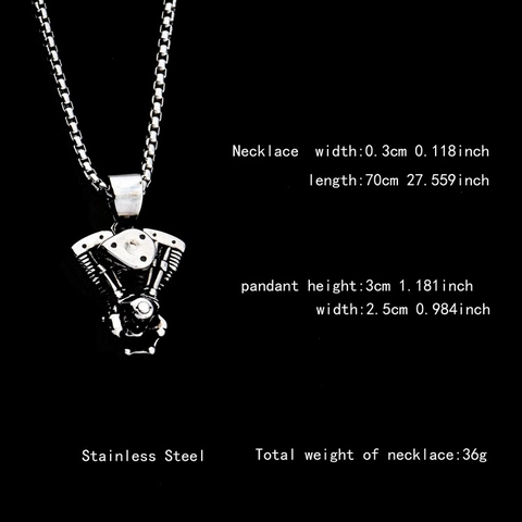Vintage Industrieel V-Twin Motor Hanger Halsketting Roestvrij Staal Mechanisch Hip Hop Sieraden Voor Heren Motorfiets