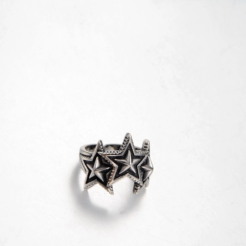 Men Vintage Stainless Steel Star Ring Punk Style Oxidized Silver Tone Adjustable Band Ring Biker Jewelry For Parties