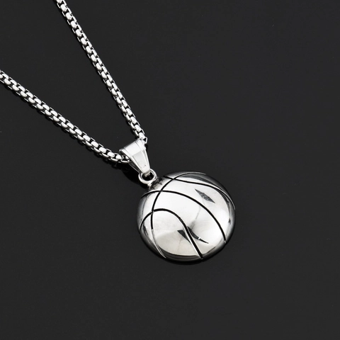 Collana con Ciondolo a Mezza Pallacanestro in Acciaio Inossidabile Hip Hop per Uomo Donna Gioielli Sportivi a Forma di Basket 3D