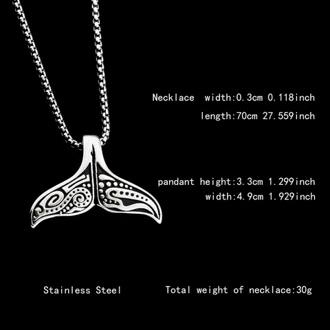 Vintage Edelstahl Totem Walschwanz Anhänger Halskette Für Herren Damen Tribal Polynesischen Stil Silber Fischschwanz Schmuck