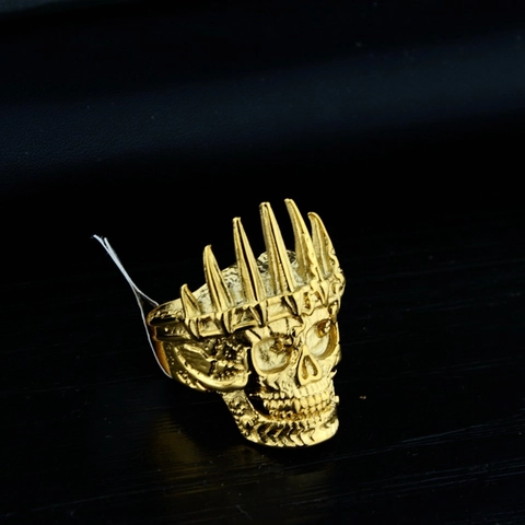 Stainless Steel Gold Plated Spiked Crown Skull Ring Gothic Punk Hip Hop Men Fashion Jewelry Finger Ring Accessory Gift