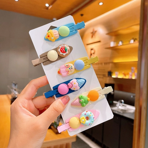 Dolce Fermaglio per Capelli in Resina a Forma di Gelato e Torta Colorato Becco d'Anatra in Metallo Carina Colore Caramella Accessori per Capelli Donna Ragazze