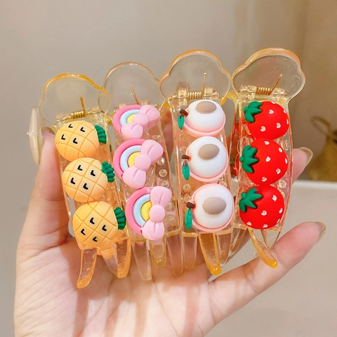 Simpatiche Mollette Per Capelli Da Bambina In Cartone Animato Frutta Animale In Resina Plastica Trasparente Accessori Capelli Quotidiani