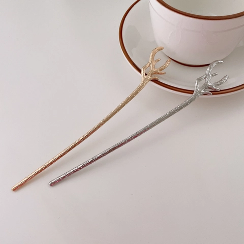 Antler Shape Alloy Hair Stick Elegant Branch Hair Pin For Women Hanfu Chinese Style Hair Accessories Hairfork Gift
