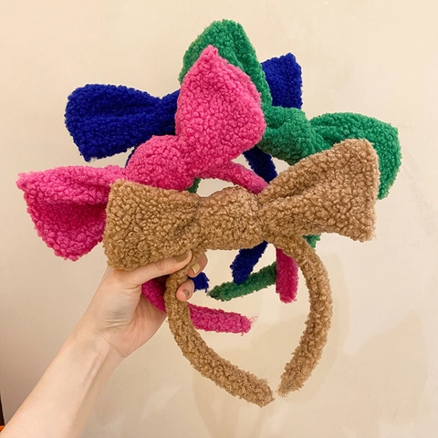 Μεγάλο Φιόγκο Πλούσιο Στέκα Μαλλιών Sherpa Fleece Hair Band Για Πλύσιμο Προσώπου Μακιγιάζ Μαλακά Ελαστικά Αξεσουάρ Μαλλιών Γυναικεία