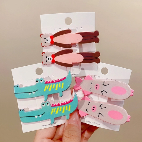 Lindas Pinzas para el Cabello de Pico de Pato con Animales 3D Resina Cocodrilo Oso Cerdo Horquilla Niñas Niños