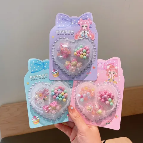 Kit Gioielli con Perline in Plastica Fai da Te per Bambini Ragazze Perline in Resina a Forma di Cuore Stella Fiore