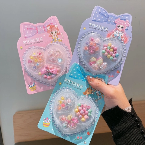 Kit Gioielli con Perline in Plastica Fai da Te per Bambini Ragazze Perline in Resina a Forma di Cuore Stella Fiore