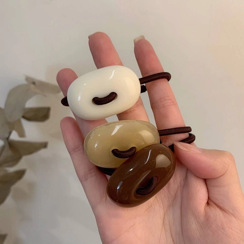 Elastico per Capelli Minimalista in Acrilico Ovale Stile Coreano Corda per Capelli ad Alta Elasticità Supporto per Coda di Cavallo per Donna