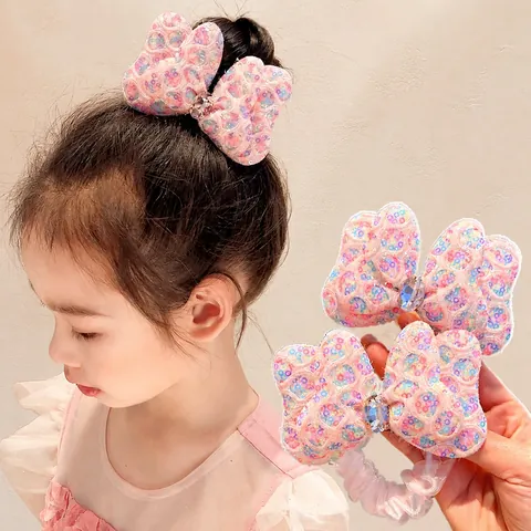 Dolce Principessa Bambini Paillettes Fiocco Accessorio per Capelli Con Strass 3D Fiocco Elastico per Capelli E Clip per Ragazze