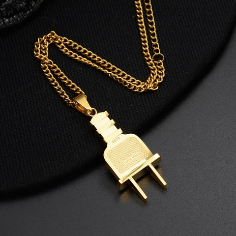 Hiphop Roestvrij Staal Stekker Hanger Ketting Voor Mannen Vrouwen Street Fashion Persoonlijkheid Creatieve Letter Gegraveerde Sieraden