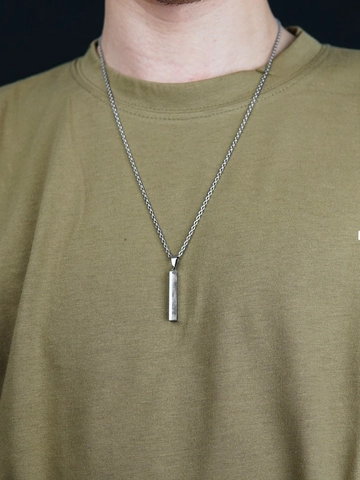 Collier Pendentif Colonne Carrée en Acier Inoxydable Minimaliste Collier Pendentif Hip Hop Rectangle Bar Poli Pour Hommes Femmes Bijoux