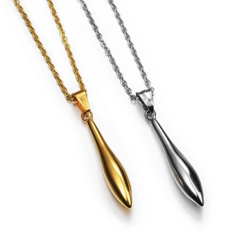 Stainless Steel Torpedo Waterdrop Pendant Necklace For Men Women Hiphop Punk Minimalist High Polish Bullet Chain Jewelry