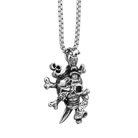 Gothik Totenkopf Anhänger Halskette Edelstahl Hip Hop Punk Vintage Stil Schmuck Für Herren Damen Rock Dolch Gekreuzte Knochen
