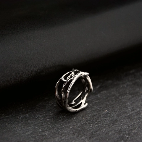 Hip Hop Gothic Vintage Stainless Steel Thorn Tree Branch Hollow Ring For Men Women Punk Jewelry Personalized Band Ring