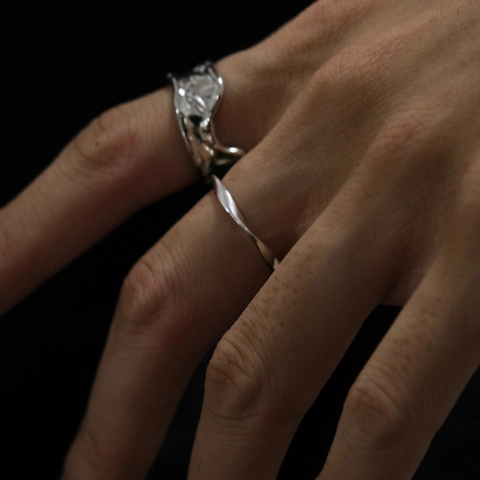 S925 Sterlingsilber Gedrehtes Seil Offener Ring Einstellbar Minimalistischer Hochglanzpolierter Bandring Für Damen Herren Schmuck