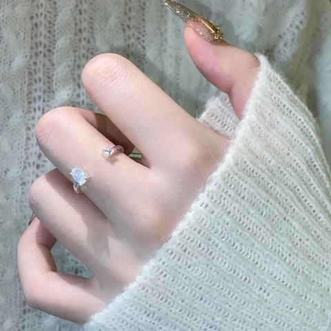 925 Sterling Zilver Roze Strass Hart Open Ring Voor Vrouwen Franse Vintage Verstelbare Wijsvinger Ring Mode Sieraden