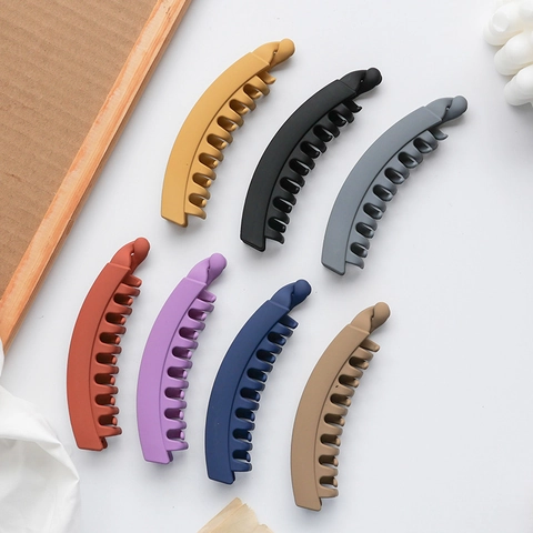 Clip de Banana Mate para Mujer de Plástico Color Sólido Soporte para Cola de Caballo Esmerilado Clip de Garra Grande Accesorios para el Cabello de Moda Simple