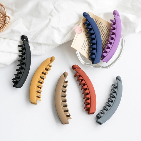 Clip de Banana Mate para Mujer de Plástico Color Sólido Soporte para Cola de Caballo Esmerilado Clip de Garra Grande Accesorios para el Cabello de Moda Simple