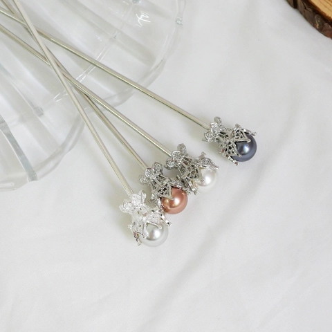 Pic à Cheveux en Alliage de Perle Artificielle Vintage Rétro Chinois Creux Lotus Chignon Pin Élégant Mariage Femme Accessoires Cheveux