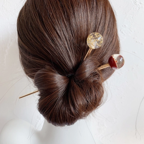 Vintage Sternenhimmel Haarstab Mit Goldfolie Harz Kugel Minimalistische Legierung Haarnadel Für Damen Hanfu Styling Zubehör