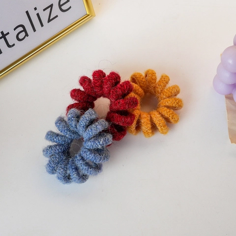 Elastici per Capelli a Spirale in Maglia Stile Coreano Cavo Telefonico Fasce Elastiche Corda per Capelli Peluche Colorata