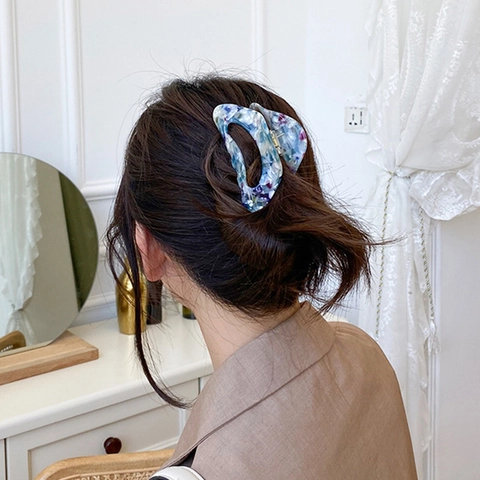 Elegante Acetaat Haarklem Groot Driehoek Geometrische Marmer Luipaardprint Haaraccessoires Voor Dames Dagelijks Hoofddeksel
