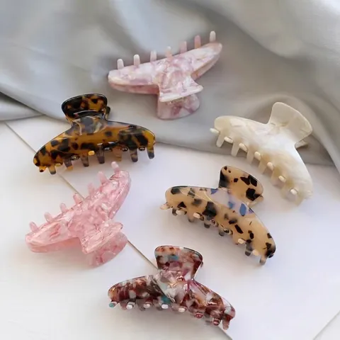 Korean Style Triangular Acetate Hair Claw Clip Vintage Leopard Tortoiseshell Floral Print Hair Accessories For Women Hair Clamp