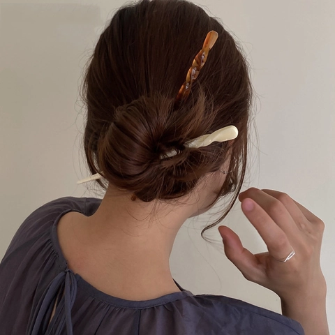 Retro Minimalistische Acetat Haarstab Für Damen Koreanischer Stil Spiraldrehung Marmor Schildpatt Muster Haarnadel Schmuck