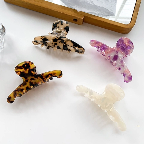 Elegant Large Acetate Hair Claw Clip For Women Korean Style Tortoiseshell Marble Pattern Shark Hair Clip Strong Hold Hair Accessory