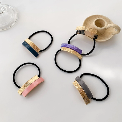 Elastico per Capelli in Acetato Design Giapponese Semplice Coda di Cavallo Geometrico Resina Lega Accessori per Capelli Donna Retro
