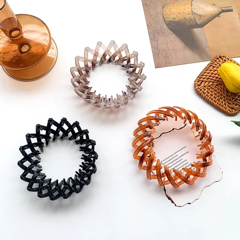 Expanding Bird's Nest Hair Clip Resin Hair Bun Maker Geometric Retractable Hair Claw Ponytail Holder Hair Styling Tool For Women