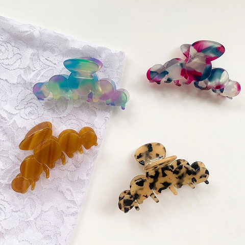 Koreanische Acetat Haarklammer Groß Marmor Schildpatt Muster Wellenkante Shark Clip Für Damen Haar Styling Accessoires