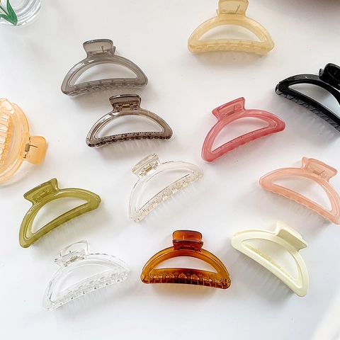 Pinza de Pelo Grande de Plástico Forma de Arco Geométrico Calado Mate Pinza de Agarre Para Mujer Accesorios de Peinado