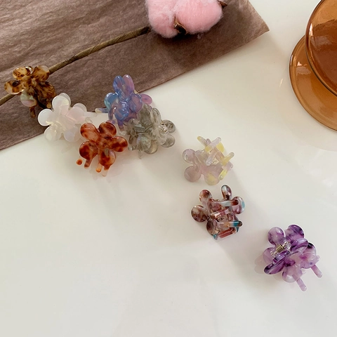 Mini Blume Acetat Haarklammer Für Damen Süßes Kamelien Blumenmuster Marmor Textur Eleganter Haarstyling Zubehör