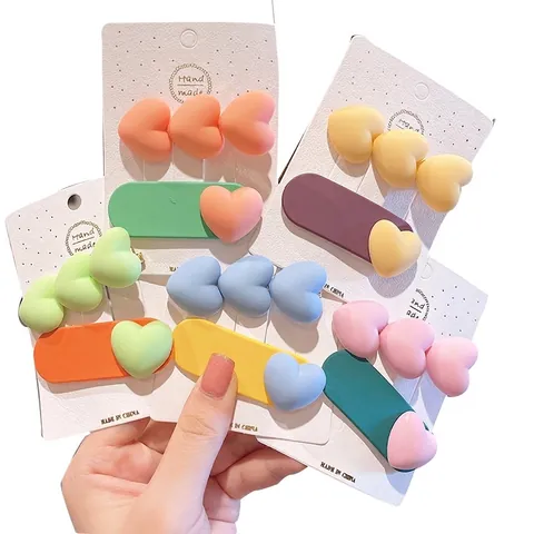 Simpatici Fermagli per Capelli a Forma di Cuore e Stella per Bambini Colori Macaron Fermagli Opachi in Acrilico Accessori