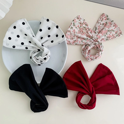 Women Elegant Floral Deft Bun Maker Cloth Bow Lazy Hair Curler Polka Dot Solid Print DIY Hairstyle Tool Hair Accessories