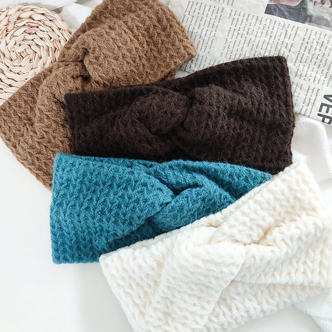 Fascia Per Capelli Donna Lavorata A Maglia Con Nodo Intrecciato Trama A Nido DApe Fascia Larga Elastica Tinta Unita Accessori Per Lavaggio Viso Yoga